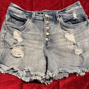 VENUS Blue Distressed Jean Shorts